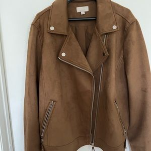 LOFT faux suede biker jacket women XL New